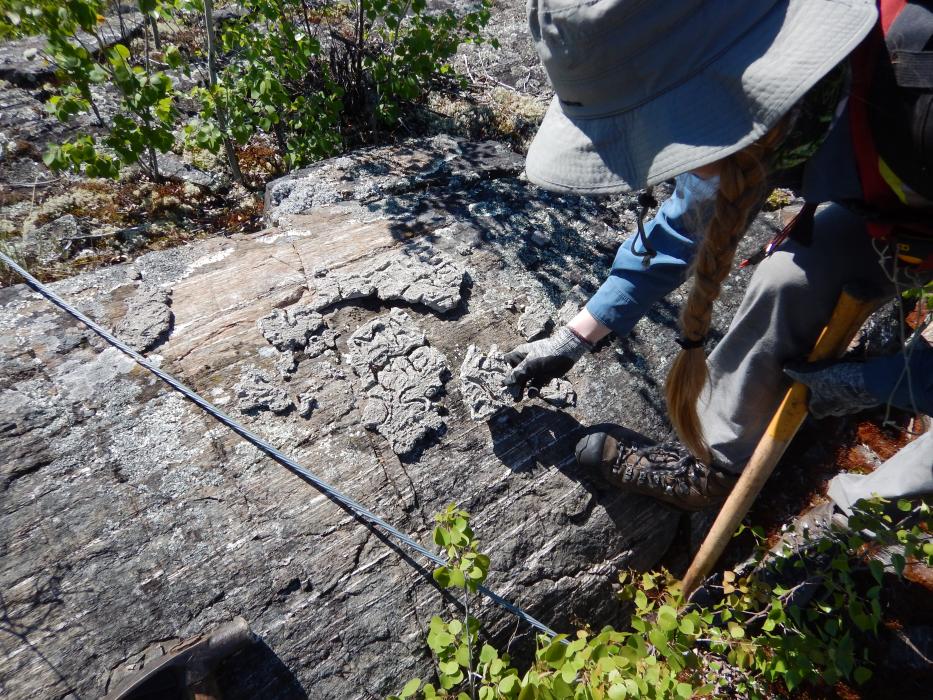 Sampling Outcrop at Pine Channel Saskatchewan